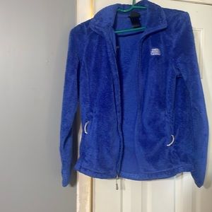 Blue fuzzy North Face Jacket